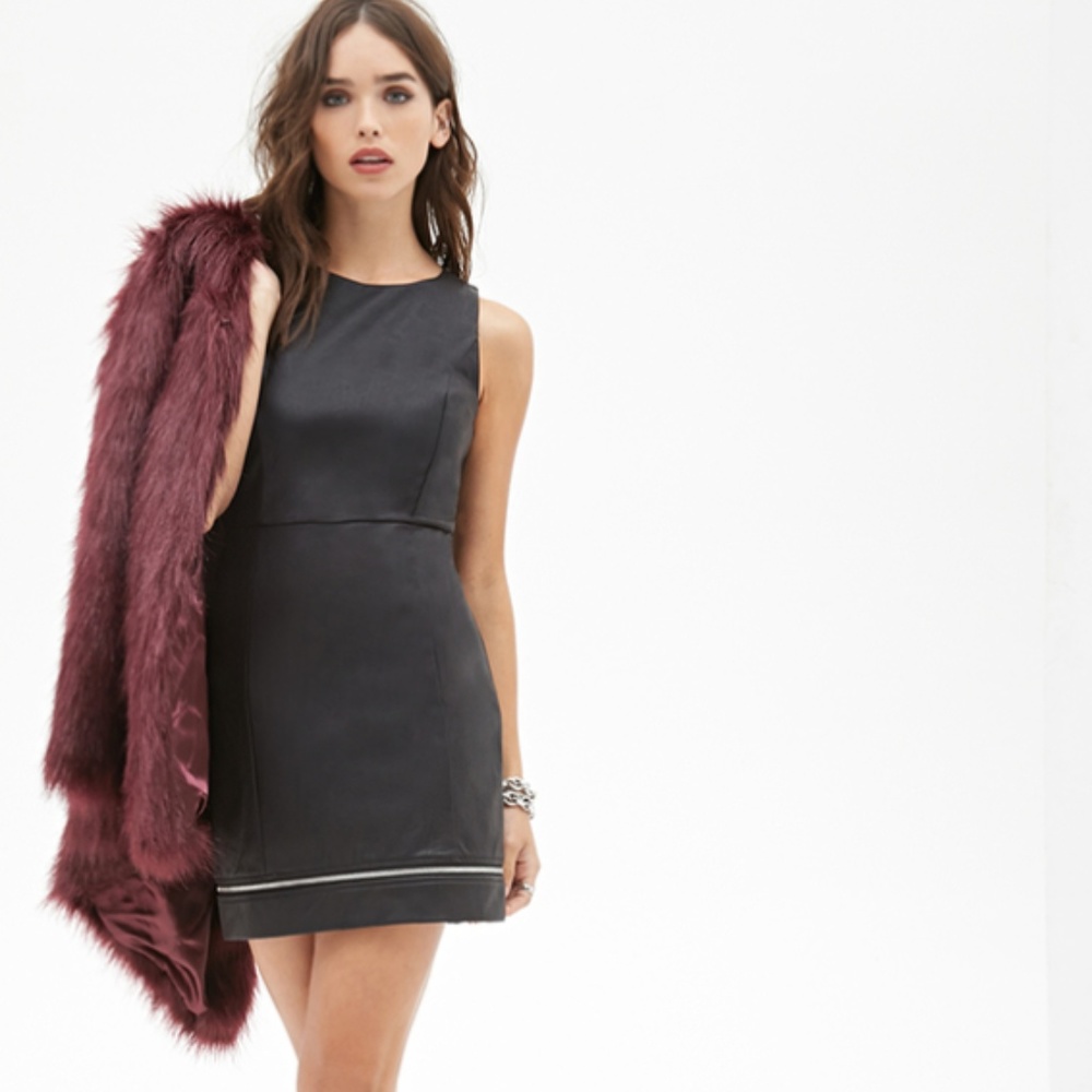 F21 Black Faux Leather Dress